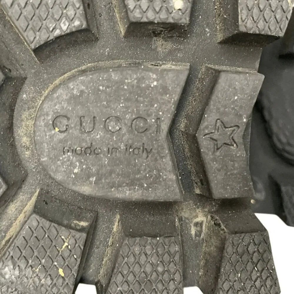 Gucci Magnum Garnet Red Patent Leather Lug Sole Lace Up Boots 37.5 Block Heel - Picture 10 of 12